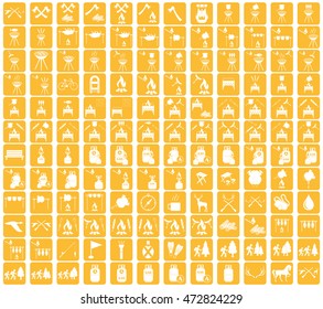 Set of camping equipment icons. Vector illustration