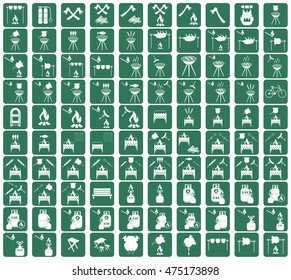 Set of camping equipment icons. Vector illustration