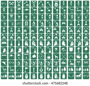 Set of camping equipment icons. Vector illustration