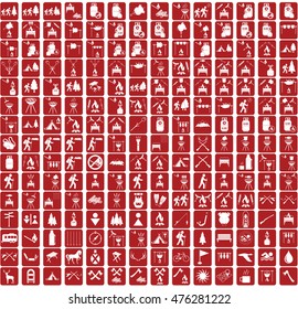 Set of camping equipment icons. Vector illustration