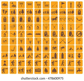 Set of camping equipment icons. Vector illustration