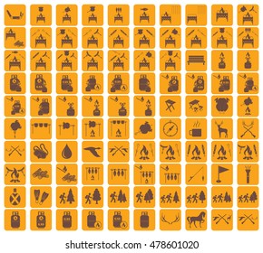 Set of camping equipment icons. Vector illustration
