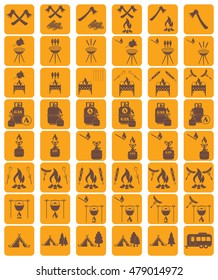 Set of camping equipment icons. Vector illustration