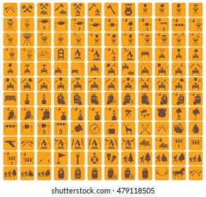 Set of camping equipment icons. Vector illustration