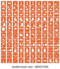 Set of camping equipment icons. Vector illustration