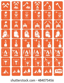 Set of camping equipment icons. Vector illustration