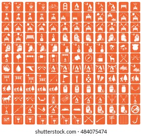 Set of camping equipment icons. Vector illustration