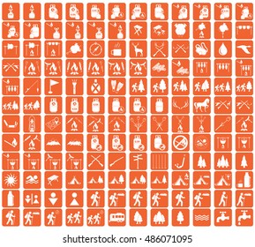 Set of camping equipment icons. Vector illustration