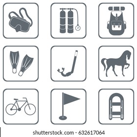 Set of camping equipment icons. Vector illustration