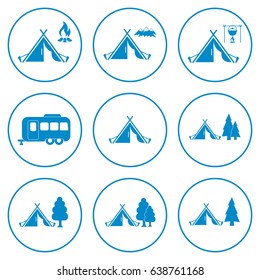 Set of camping equipment icons. Vector illustration