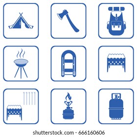 Set of camping equipment icons. Vector illustration