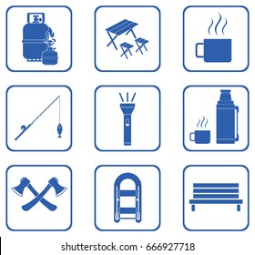 Set of camping equipment icons. Vector illustration