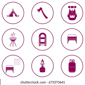 Set of camping equipment icons. Vector illustration