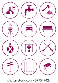 Set of camping equipment icons. Vector illustration