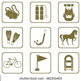 Set of camping equipment icons. Vector illustration