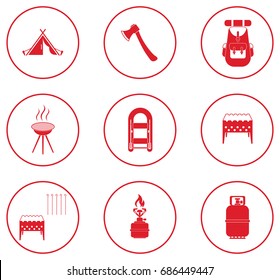 Set of camping equipment icons. Vector illustration