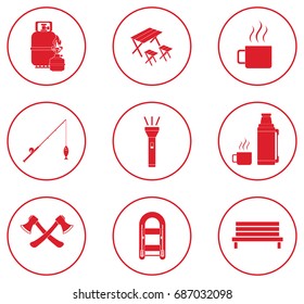 Set of camping equipment icons. Vector illustration