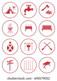 Set of camping equipment icons. Vector illustration