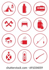 Set of camping equipment icons. Vector illustration