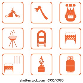 Set of camping equipment icons. Vector illustration