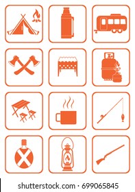 Set of camping equipment icons. Vector illustration
