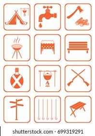 Set of camping equipment icons. Vector illustration