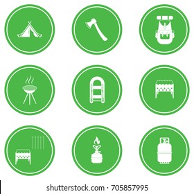 Set of camping equipment icons. Vector illustration