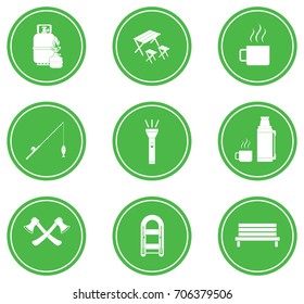 Set of camping equipment icons. Vector illustration