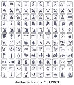 Set of camping equipment icons. Vector illustration