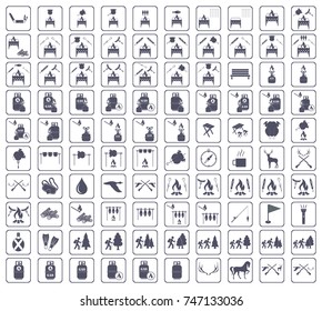 Set of camping equipment icons. Vector illustration