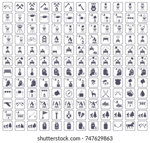 Set of camping equipment icons. Vector illustration