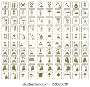 Set of camping equipment icons. Vector illustration