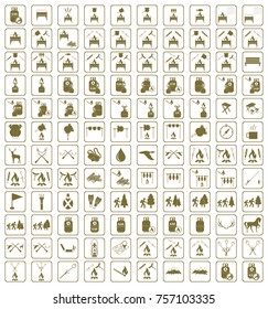 Set of camping equipment icons. Vector illustration