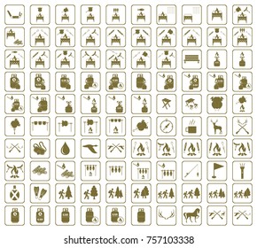 Set of camping equipment icons. Vector illustration