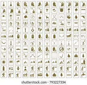 Set of camping equipment icons. Vector illustration