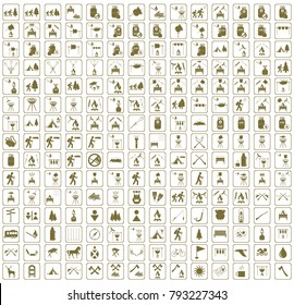 Set of camping equipment icons. Vector illustration