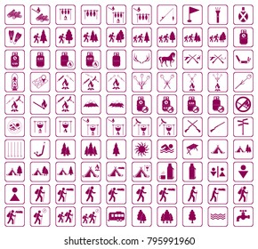 Set of camping equipment icons. Vector illustration