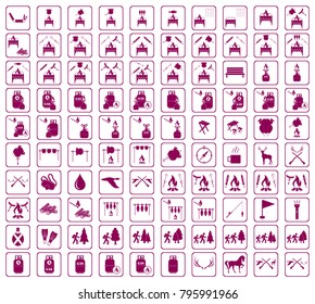 Set of camping equipment icons. Vector illustration