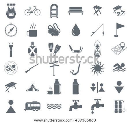 Set of camping equipment icons. Vector illustration