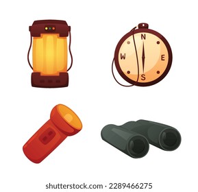 set of camping equipment vector illustration
