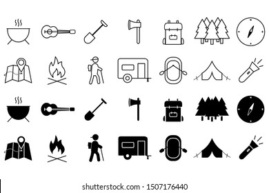 Set of camping icon design. Camping icon in trendy flat style design. Vector illustration.