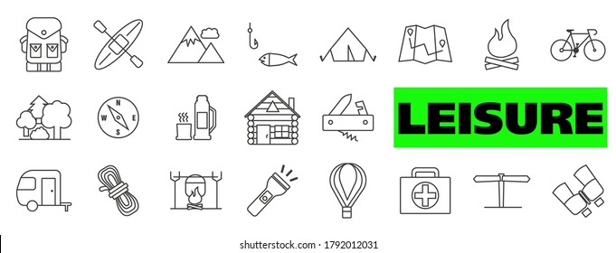 Set of camping icon. Vector illustration.