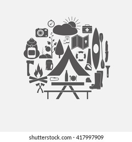 set of camping icons