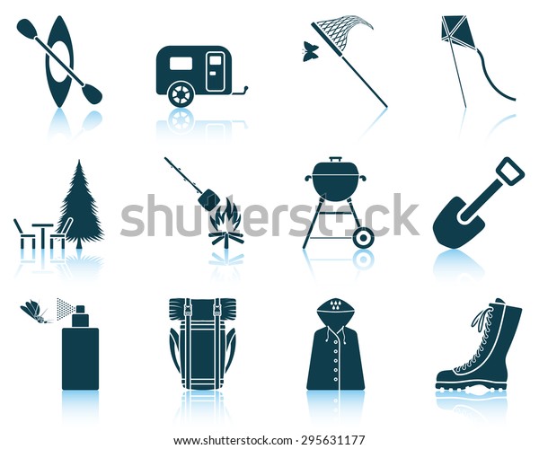Set of camping icons. EPS 10 vector\
illustration without\
transparency.