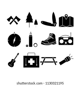 a set of camping icons Glyps
