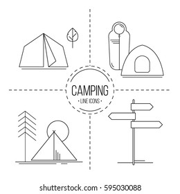 Set of camping icons. Simple basic universal elements.