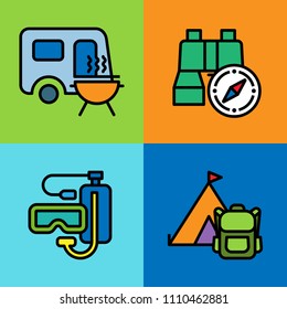 Set of camping icons. Vector illustration