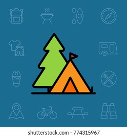 Set of camping icons. Vector illustration