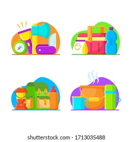 Set of camping illustration. Vector illustration