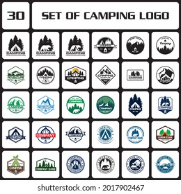 un conjunto de logotipo de camping , un conjunto de logotipo de aventura
